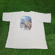 Vintage 1996 Wildlife Adventure Wolves Portrait Art Shirt XL-Short 24x26 White picture
