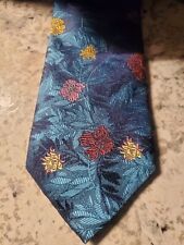 Duchamp London Mens Silk Necktie Blue Red Blue Yellow Floral Brocade Italy NEW picture