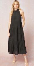 Entro Anthropologie The Wendy Mock Neck Tiered Maxi Size Large Gauzy Boho Dress picture