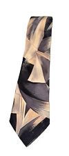 Fratelli 100% Silk Made In Italy Mens Tie Black Brown Brushstrokes picture
