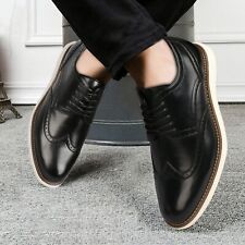 Men's Wing tip Shoes,Leather Shoes Lace-up Shoe Mens Oxford Shoe Black picture