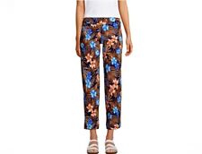 Lands End Starfish Mid Rise Crop Pants In Deep Sea Navy Tropical Palm Size Med picture