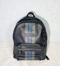 Vintage Leather Coach Backpack F72237 Black Gray Blue 16”x13” picture
