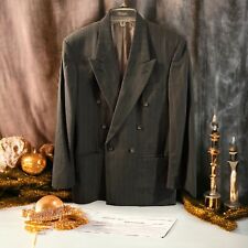Oscar De La Renta Dark Gray Striped Wool Double Breasted Two Pc Suit Size: 42R picture