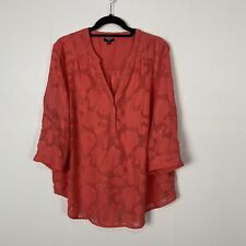 Torrid Harper Women’s Coral Top Roll Tab Sleeve Notched Neck Size 2. picture