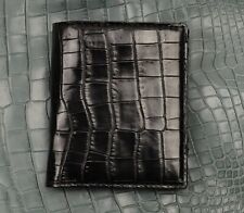 Double Side Genuine Crocodile Crocodile Leather Skin Black Bifold Mens Wallet picture