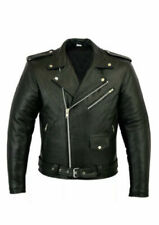 Mens Brando Genuine Leather Jacket Motorcycle Perfecto Black Marlon Biker Jacket picture
