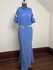 Antique 1930s Blue Dress Metallic Thread AS IS  picture