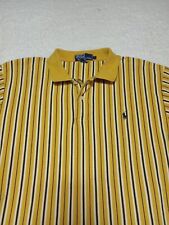 VTG Polo Ralph Lauren Polo Shirt Vertical Stripes Button Up Men's Yellow Black L picture
