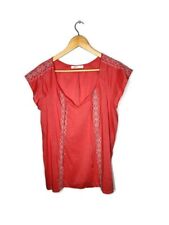 Old Navy Embroidered Tie Neck Top in Coral Size M picture