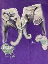 VINTAGE CRES Reproduction Of Endangered Species Wildlife Elephant Shirt Mens XL picture