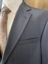 Jos A Bank Signature 46R Blue & Black Houndstooth 100% Wool 2Btn Blazer Jacket picture