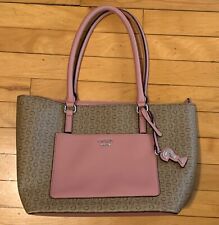 Guess Los Angeles Brown and Mauve Handbag Tote Leather Strap damaged picture
