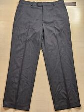 Perry Ellis Mens 38x32 Dress Pants Trousers Slacks Striped Flat Front Gray picture