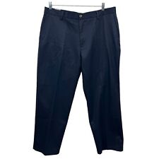 Dockers Signature Khaki Pants Classic Fit Flat Front Navy Blue Men Size 38 X 30 picture