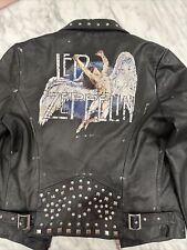 NWOT LED ZEPPELIN Wilson Leather Rocks MEDIUM Black Leather Jacket Women's NEW picture