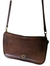 COACH British Penny Pocket Purse Light Tan Leather Crossbody Shoulder Bag Vtg picture