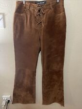 Jack Edward’s Women’s 34 Genuine Leather  Lace Up Vintage Brown Tie Pants picture