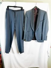 Isaia Aquaspider Berry Blue tuxedo wool suit size 52 $4900 picture