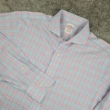 Brooks Brothers Shirt Mens Medium 15.5 Pink Plaid Madison Non Iron Button Up picture