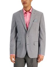 BAR III Men's Slim-Fit Patterned Blazer Sport Coat 38S Grey Plaid Check 2 Button picture