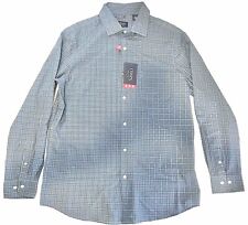 Chaps Shirt Mens Medium Button Up Blue Check Nylon Performance - Non Wrinkle picture