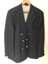 Chaps Ralph Lauren Double Breasted Blazer Navy Blue Horse POLO Gold Buttons 44R picture