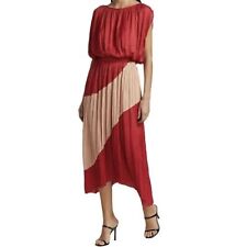 NWT $495 MSRP Ramy Brook Adena  Silk Red Pink Dress Crepe De Chine Brand New picture