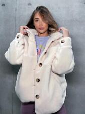 NEW Ex In The Style Cream Oversized Trucker Teddy Jacket Coat RRP £50 Uk Size 10 picture
