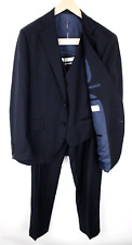 SUITSUPPLY La Spalla Men Suit UK44R Single-Breasted Pure Wool Navy 3 Piece picture