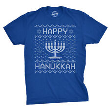 Mens Happy Hanukkah Tshirt Funny Jewish Christmas Menorah Tee For Guys picture