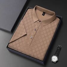 Men's Business Casual Printed Short Sleeved Polo Style Shirt picture