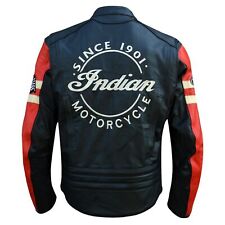 Men's Indian Motorcycle BLACK & RED Leather Jacket picture