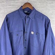 VINTAGE Polo Ralph Lauren Shirt Mens Large Navy Blue Chino Twill Logo RARE 90s picture