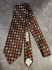 Vintage 1960s 1970s Brown Gold Geometric Tie, 55