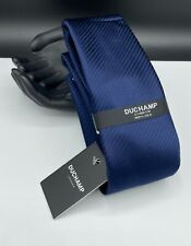 DUCHAMP London Men's 100% Silk Tie ~ Blue ~ Subtle Stripe ~ Hand Made ~ NEW picture