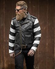 Men's Black Leather D Pocket Motorbike fashion Jacket/Stylish SlimFit motorcycle picture