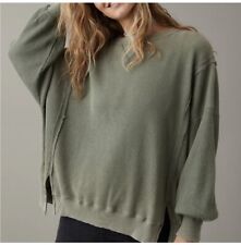 AE Outfitters Oversized Big Hug Waffle Sweatshirt-Olive Size X-Small picture