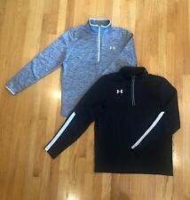 NICE LOT of 2 Under Armour Cold Gear 1/4 Zip Black/Gray Pullover Mens Size Sm picture