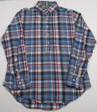 Sid Mashburn Shirt Colorful Plaid Long Sleeve 1/2 Button Front Blue Red Green MD picture