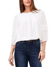 MSRP $89 Vince Camuto Pleated-Sleeve Top White Size Large picture