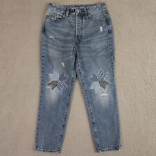 Old Navy Jeans Womens 6 Petite Blue OG Straight Exta High Rise Patchwork Stars picture