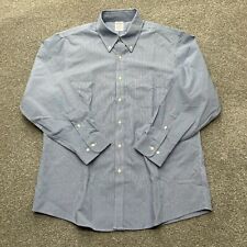 Brooks Brother Shirt Adult 16.5 Blue Micro Houndstooth Regent Fit Spread Collar picture