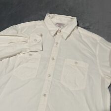 Wallace & Barnes Button Up Shirt Mens L Ivory Cotton Hemp Point Collar J. Crew picture