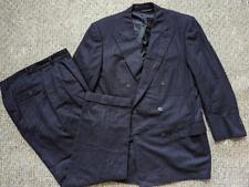 ERMENEGILDO ZEGNA flannel 2PC double breasted 44R 36x32 blue striped SUIT wool picture