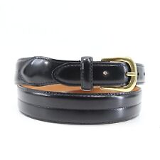 Liberty Of London Belt Men 34 Black Burnished Glove Leather Brass Buckle Tapered picture
