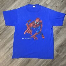 Vintage Spider-Man 2002 Movie Promo Shirt Blue Textured Marvel Men’s Large picture