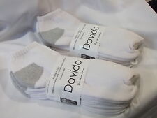 Davido Mens socks ankle low 100% cotton made in Italy white 8 pairs size 10-13   picture
