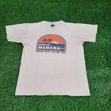 Vintage Manana Surf Surfing Beach Shirt M-Short 20x23 Hilton-Head Island Beige picture