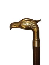 Antique Solid Brass Eagle Head Handle Victorian Wooden Walking Stick Cane  picture